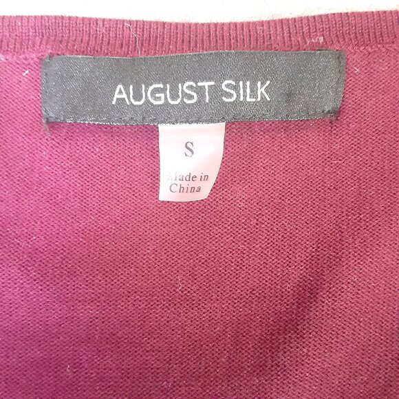 August Silk Womans Sleeveless Top SMALL Burgandy Silk Blend Pullover Career Fall - Picture 3 of 8